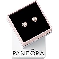 Amazon.com: PANDORA Elevated Heart Stud Earrings - Timeless