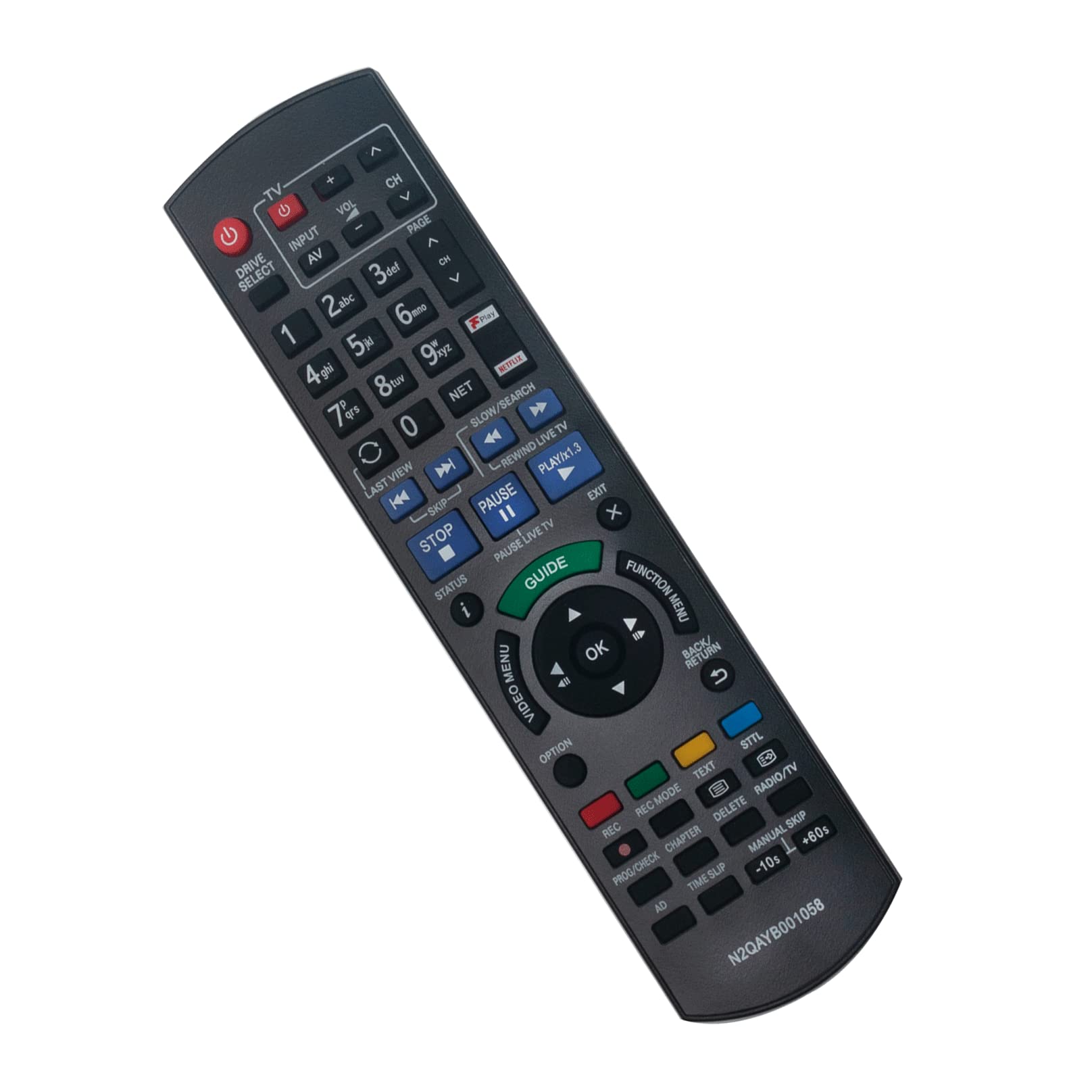 N2QAYB001058 Replacement Remote Control -VINABTY-Fit for Panasonic HDD DVD Blu-Ray Recorder DMR-HWT250EB DMR-PWT550EB DMRHWT250EB DMR-PWT655EB DMRBWT850EB DMRHWT150EB