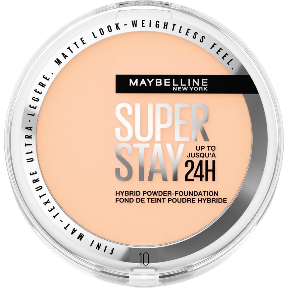 Maybelline Powder Foundation, Long-lasting 24H Wear, Medium to Full Coverage, Transfer, Water & Sweat Resistant, SuperStay 24H Hybrid Powder Foundation, 10 — image 1