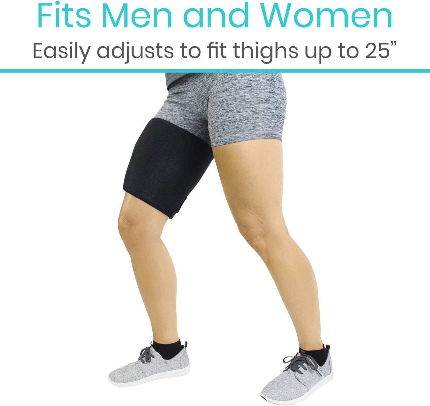 Vive Thigh Brace - Hamstring Quad Wrap - Adjustable Compression Sleeve Support for Pulled Groin Muscle, Sprains, Quadricep, Tendinitis, Workouts, Cellulite Slimmer, Sports Injury Recovery - Men, Women: Sports & Outdoors