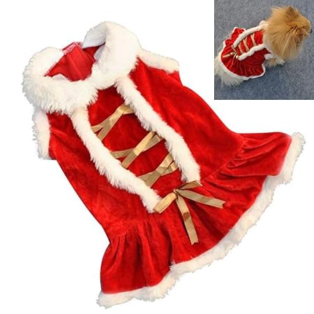 EROSPA® Kleid Haustier Welpen Hunde-Kostüm - Xmas Weihnachten Cristmas Santa Claus - Rot/Weiß