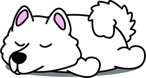 Amazon Com Cute White Eskimo Puppy Dog Cartoon Vinyl Sticker Eskimo Dog Automotive