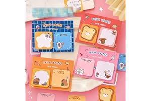 4 Packs Cute Cartoon Animal Adhesive Sticky Notes, Cartoon Decoration, Message Label Stickers, Aesthetic Stationery and Gifts