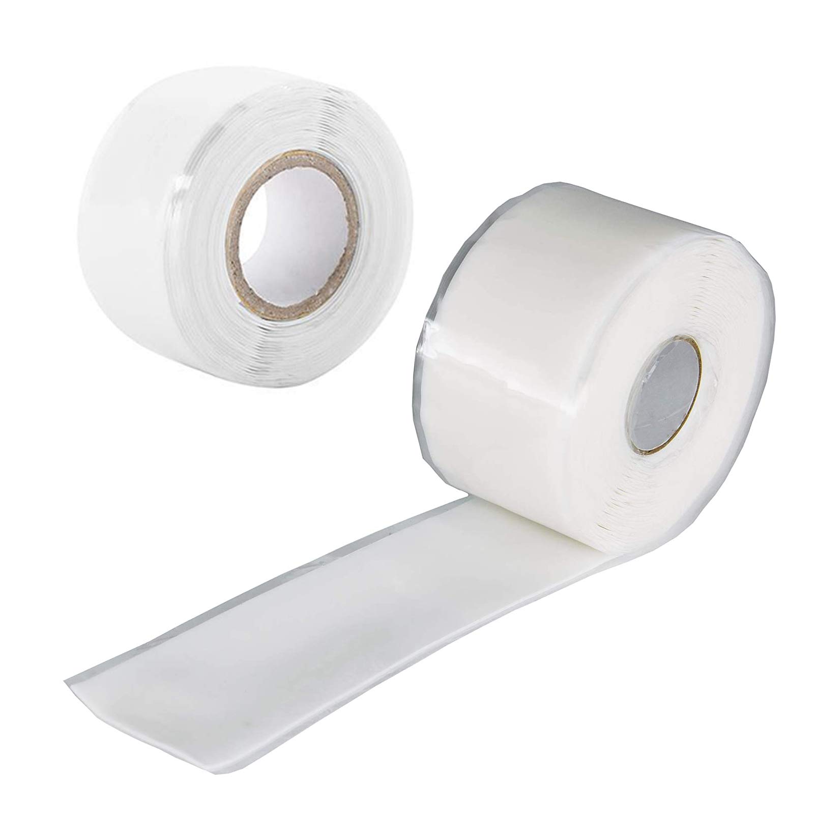 Heiqlay Self Fusing Silicone Tape - Leak Repair Tape for Plumbing Emergencies, Stops Leaks in Pipes & Hoses (2pcs, 0.5mm x 25mm x 1.5m, White)