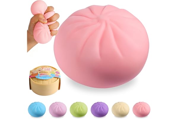Dumpling Squishy Mystery Box, Viral Squishy Dumpling Toy, Bao Bun Squeeze Stress Relief Fidget Toys for Holiday & Birthday Gifts (Pink)