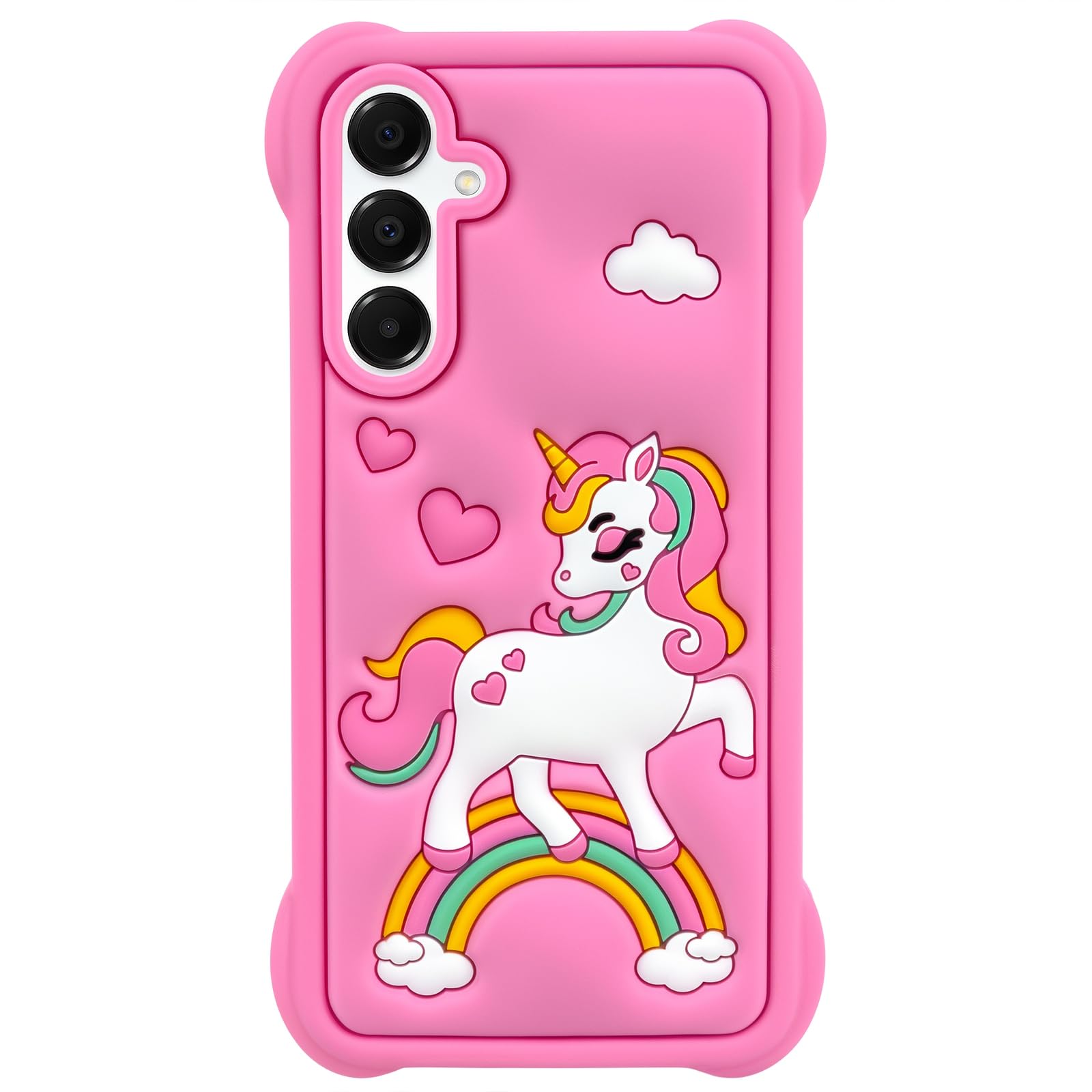 Mouzor Cute Unicorn Phone Case Compatible with Samsung Galaxy A16 5G Case, Galaxy A16 4G Horse Kawaii Animals 3D Cartoon Soft Silicone Shockproof Cover for Girls Kids Women, Pink