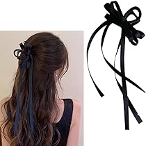 Amazon.com : RFTWXHPN Black Bow Hair Claw Clip with Ribbon