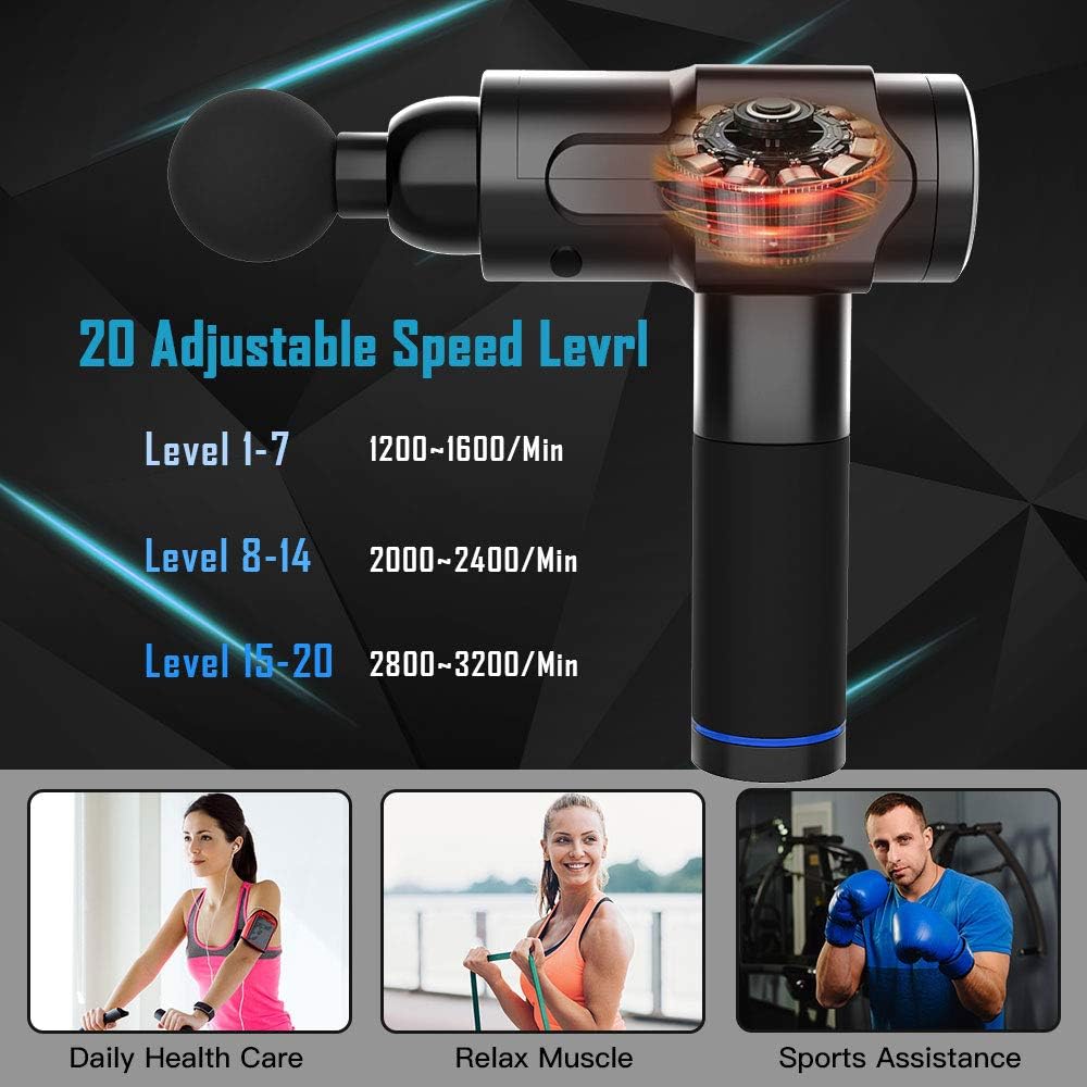 DZZ Massage Gun Percussion Handheld Electric Muscle Massager Professional Electric Body Massager & Featuring Quiet Glide Technology Portable Super Quiet Brushless Motor: Health & Personal Care