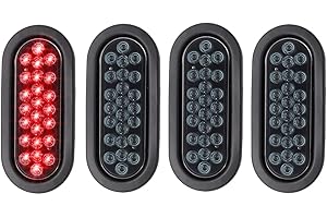 Ledvillage 6 Inch Oval Smoked Lens Red LED Kit with Plug & Grommet 24 LED Brake Stop Tail Lamp for Pickup Truck Van RV Universal 12V DC Trailer Marker Light (4 Pcs)
