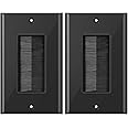 Brush Wall Plate, BNPUHIU Single Gang Wall Plate with Brush, Cable Pass Through for Home Office/AV/HDMI/Phone Wires - 2 Pack Black