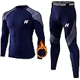 MEETWEE Thermal Underwear for Men, Fleece Lined Base Layer Set Cold Weather Ski Gear Top & Long Johns for Skiing Motorcycle