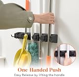 Lifewit Broom Mop Holder Wall Mounted 5 Slot 6 Hooks Black view 3