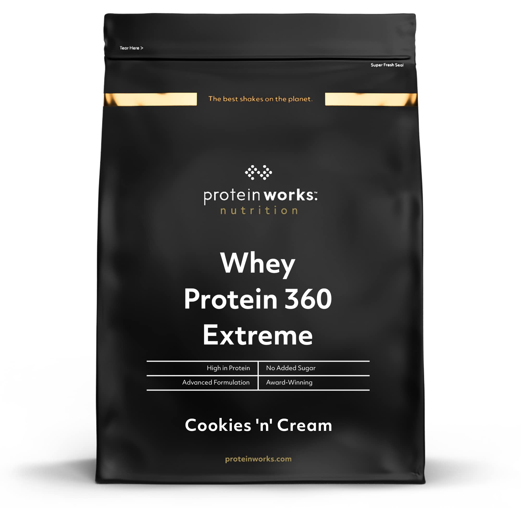 Protein Works - Whey Protein 360 Extreme, Premium Protein Blend, Whey Protein Isolate, Rich in BCAAs, Vitamins & Minerals, Glutamine, Digestive Enzymes, Cookies 'n' Cream, 34 Servings, 1.2kg