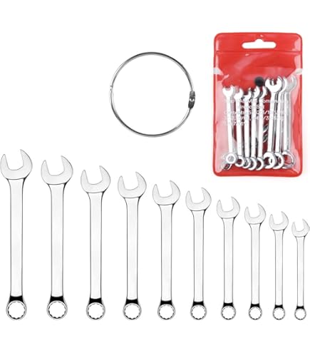 10 PC SAE Mini Wrench Set - 5/32 To 7/16 Open End Box End With Carabiner