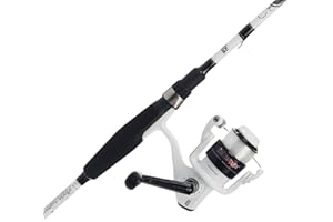 Abu Garcia 6’ Ike Dude Youth Fishing Rod and Reel Spinning Combo, 2-Piece Rod, Size 30 Reel, Right/Left Handle Position,White