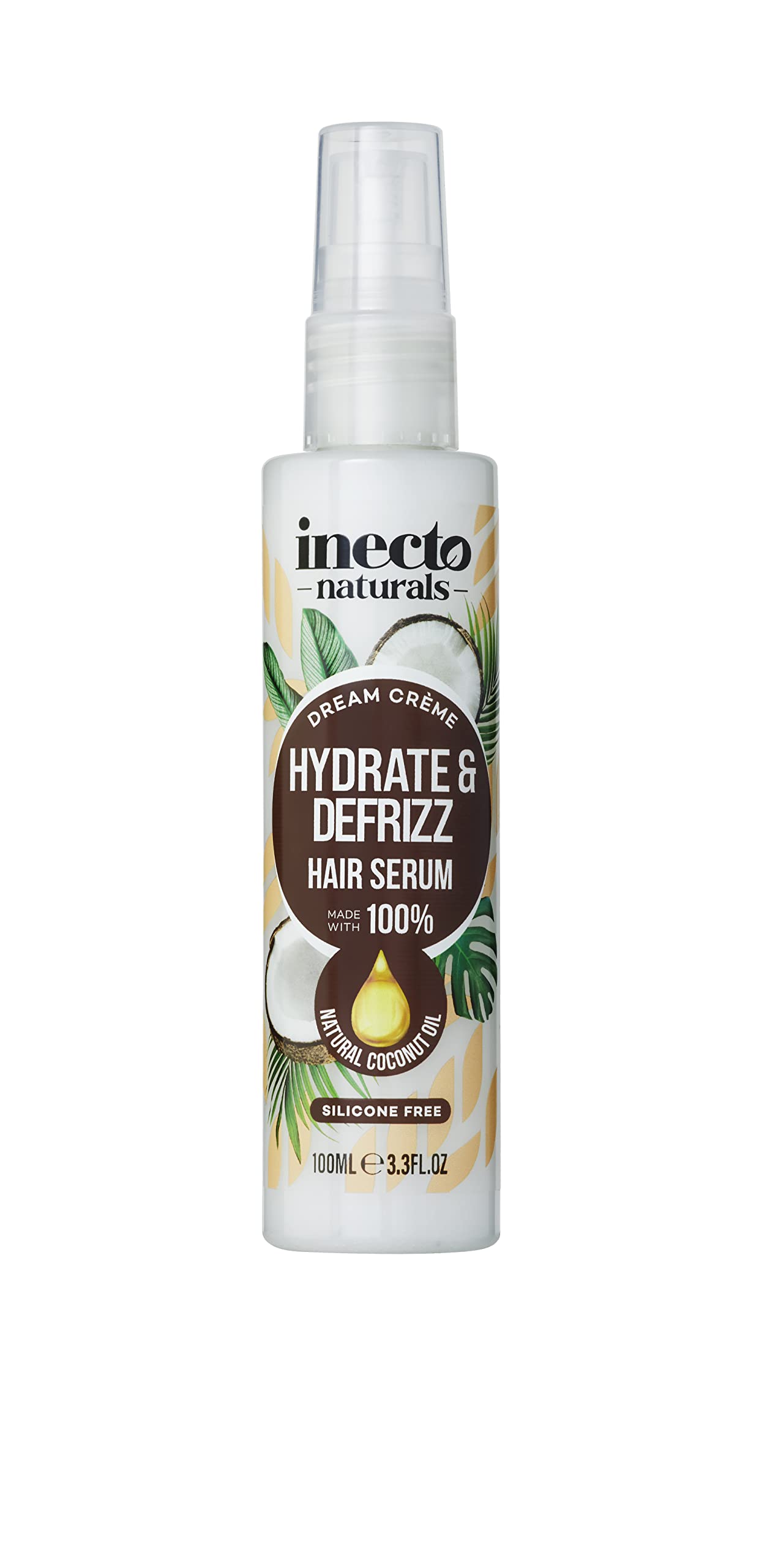 INECTO Naturals Hydrate & Defrizz Coconut Dream Crème Hair Serum 100ml, Anti Frizz, Preservers Moisture for Visibly Smooth Hydrated, 100% Natural Oils, Dry and Damaged