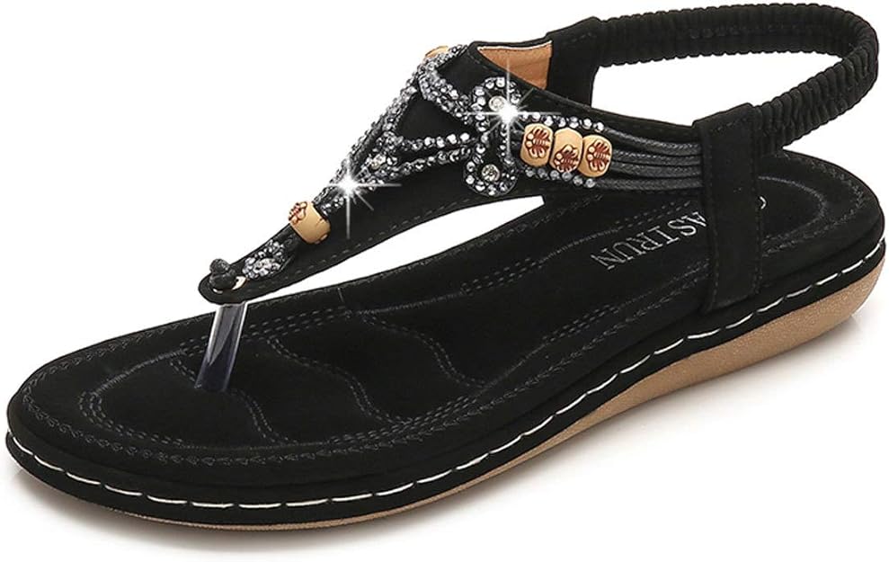 Plus Size 35 41 2018 New Ethnic Bohemian Summer Woman Beading Sandals Gladiator Roman Thong 