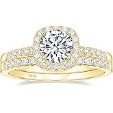 EAMTI 1.2CT 925 Sterling Silver Bridal Rings Sets Cubic Zirconia Halo CZ Engagement Wedding Bands for Women Promise Rings for Her Size 4-11