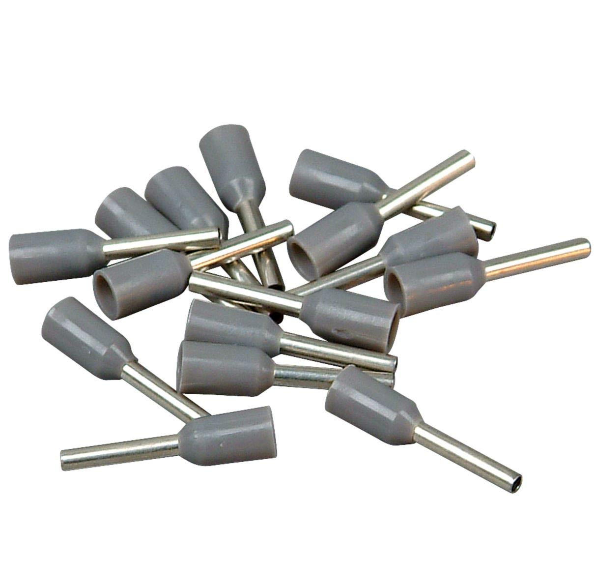 Kopp 354408091 Ferrules Galvanised with Plastic Collar 0.75 mm², Grey – Pack of 100
