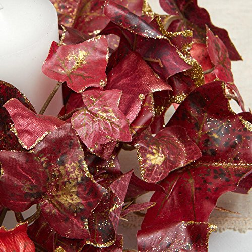Factory Direct Craft Group of Glitter Accented Burgundy Artificial Ivy Candle Rings - 2 Candle Rings