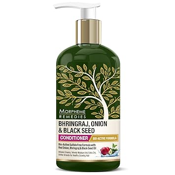 Morpheme Remedies Bhringraj, Onion, Black Seed Hair Conditioner with Red Onion Oil, Amla, Neem, Shikakai Extracts - No SLS/Sulphate, Paraben, 300ml