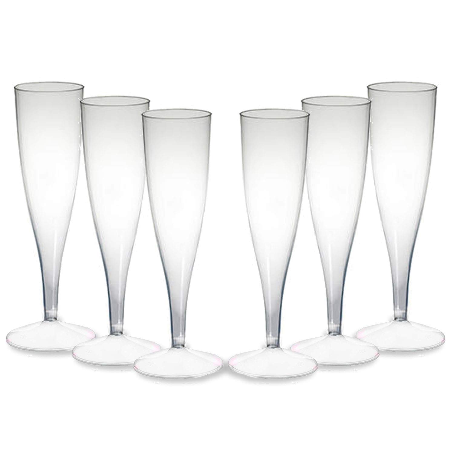 Lizzy Reusable Champagne Glasses | Pack of 6 | Disposable Champagne Glass Champagne Flutes Champagne Flute Stemmed Glasses 100ml Plastic