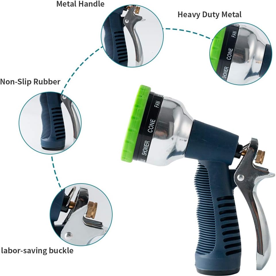 YUESUO Garden Hose Nozzle, Heavy Duty High Pressure Hose Spray Nozzle with 9 Adjustable Patterns Rear Trigger Design Water Hose Nozzle, Hose Nozzle for Washing Cars, Watering Garden, Showering Pets : Garden & Outdoor