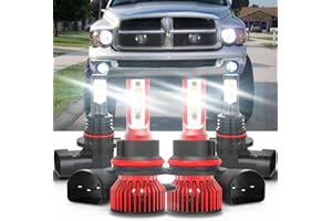 MNWHUC For 2002 2003 2004 2005 Dodge Ram 1500 2500 3500 9007 9145 High Low Beam Fog Lights High Low Combo, 6000K White Light, Pack of 4