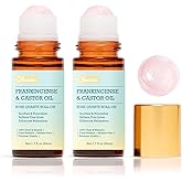 Frankincense and Castor Oil Roll-On with Rose Quartz - 2 Pack x 1.7 fl oz | 100% Pure, Cold-Pressed, Organic Functional Oil for Face, Hair & Body Care | Softens Fine Lines & Supports Inner Balance