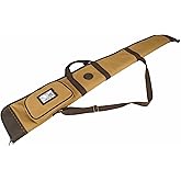 TOURBON Canvas Leather Rifle Bag 46 inch with Pocket, Soft Gun Case for 52" Shotgun with Adjustable Shoulder Strap, Padded Lining