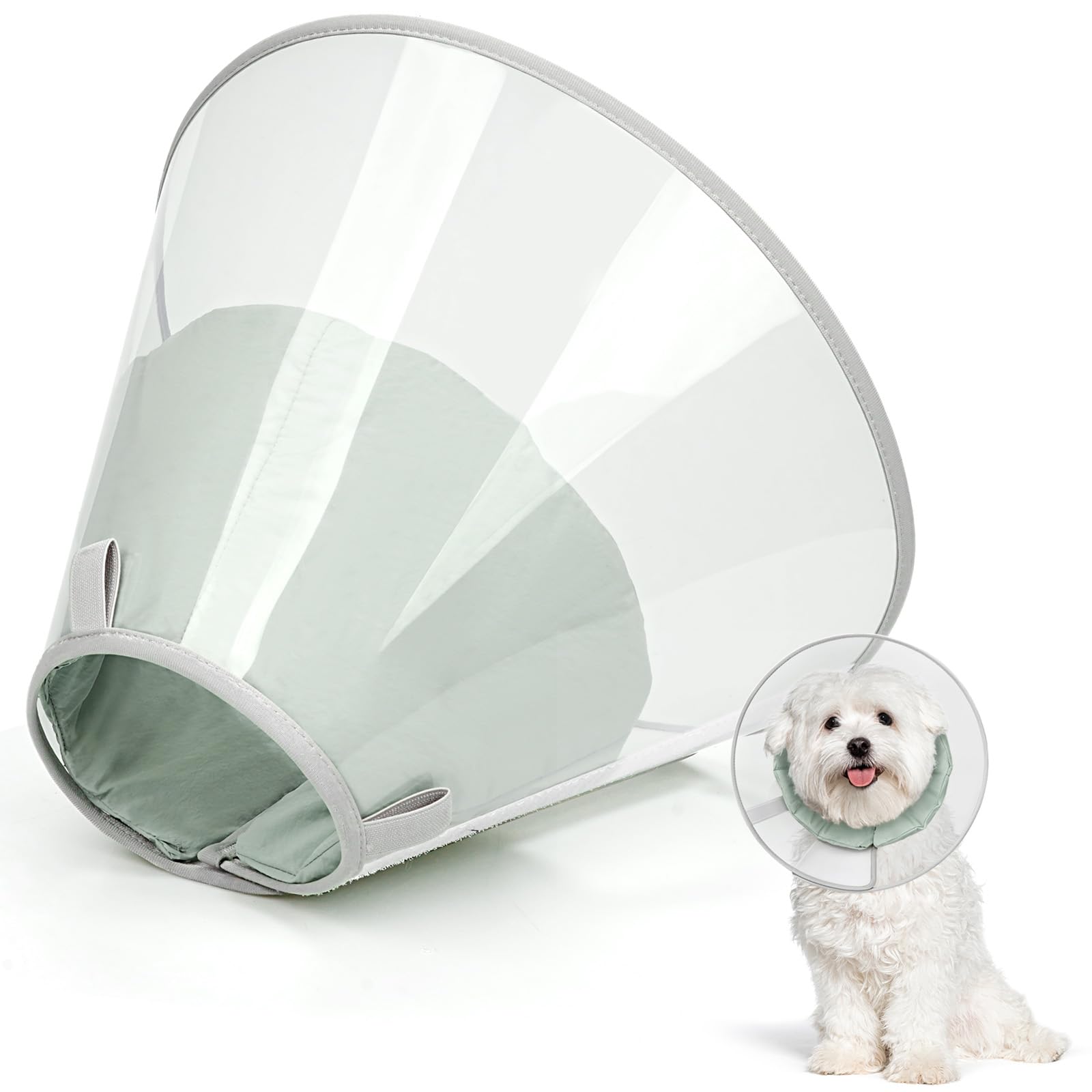 Photo 1 of Joypig Dog Cone Collar to Stop Licking, Clear Elizabeth Recovery Collar with Soft Pad for Large, Medium, Small Dogs, Pet Head Cone Alternative After Surgery, Neutering, Injury (S)