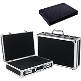 GOVNPJ 16.33 inches Hard Briefcase, Lockable Carrying Case Portable Hard Suitcase with DIY Customizable Foam Insert Aluminum Briefcase for Electronics, Tools, and Valuables(Combination Lock)