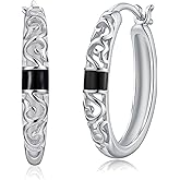 Vintage Filigree Earrings Sterling Silver Floral Hoop Jewelry Birthday Gifts for Women Mother Wife Friends Daughter