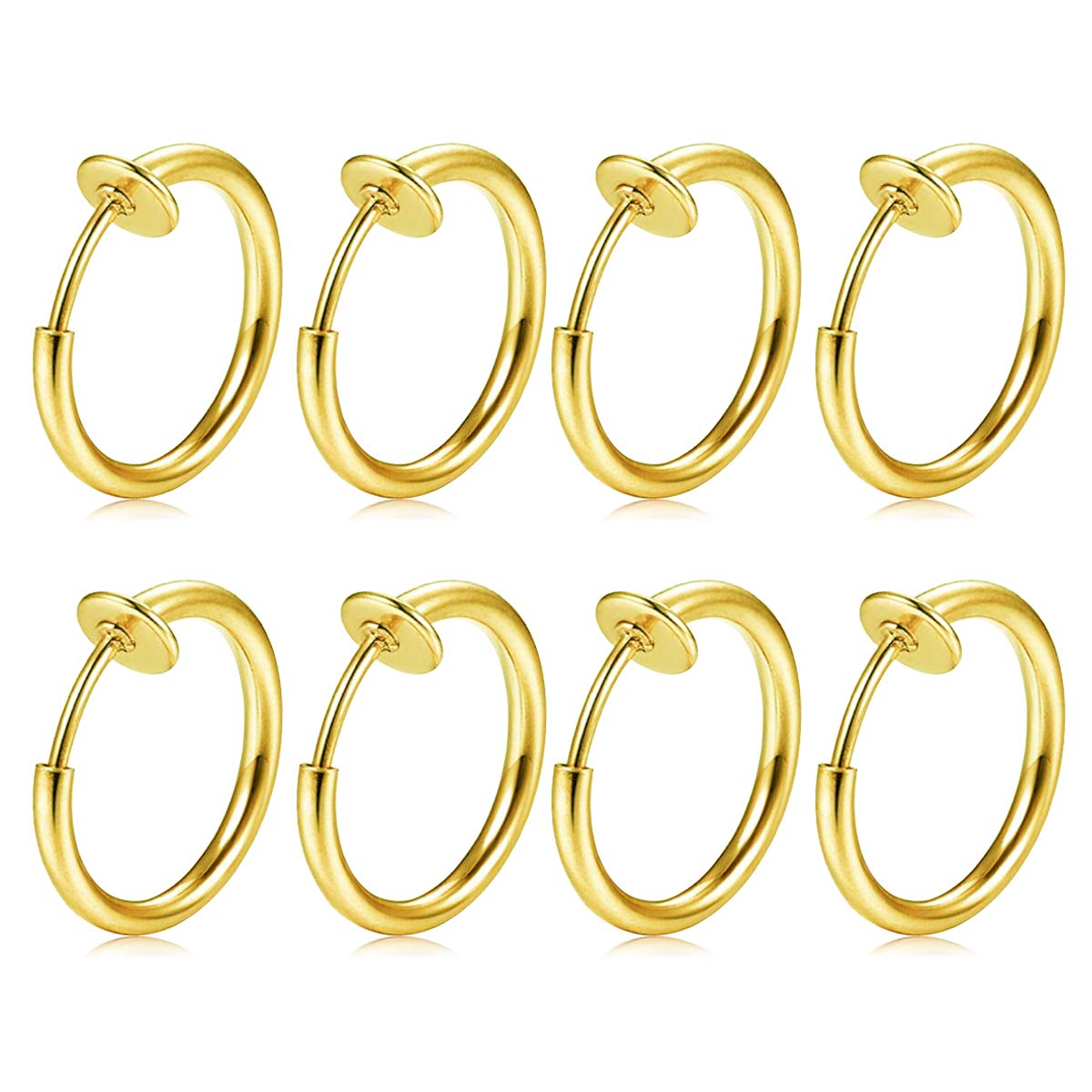 FECTAS 8pcs Fake Nose Lip Earring Ring Hoop Stainless Steel Non Pierced Clip On Piercing Body Jewellery — image 1