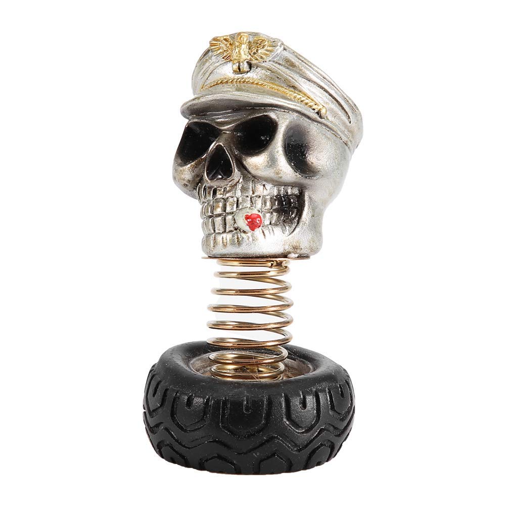 Skull Car Dashboard Ornament, Swing Style, Resin and Metal, 8x4cm, Interior Decoration Accessory