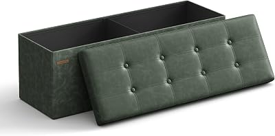 Folding Storage Ottoman Bench Forest Green LSF070C01