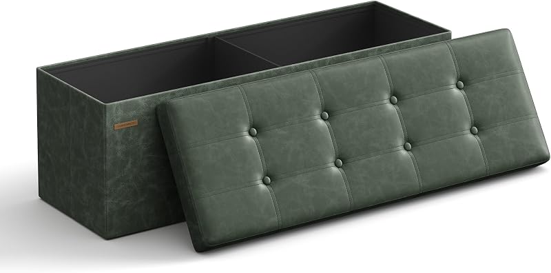 Folding Storage Ottoman Bench Forest Green LSF070C01