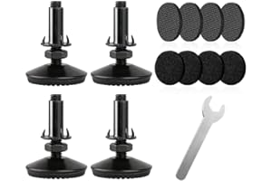 Tahikem 4 Set M10 Adjustable Leveling Feet, Heavy Duty Height Adjuster Furniture Leveler Foot With T Nut, Screw On Cabinet Restaurant Table Chair Self Levelers Leg (2" Base Dia & Thread Length, Black)