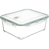 120 oz Large Glass Food Storage Containers with Airtight Lids 3.5 L Family Size Extra Large Bakeware Marinating Lock Baking Dish Container Glass Bowls Rectangle