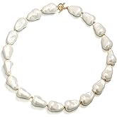 EleQueen Baroque Cultured Pearl Statement Irregular Choker Necklace for Women, Vintage Trendy Beads Jewelry Gift, 19Inch, Ivory Gold-Tone