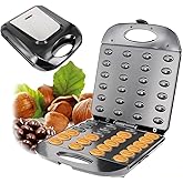 24 Walnut Cookie Maker, Non Stick Double Sided Walnut Cookie, Electric Maker Mold Maker Mini Nut Waffle Bread Machine Sandwich Iron,Toaster Baking