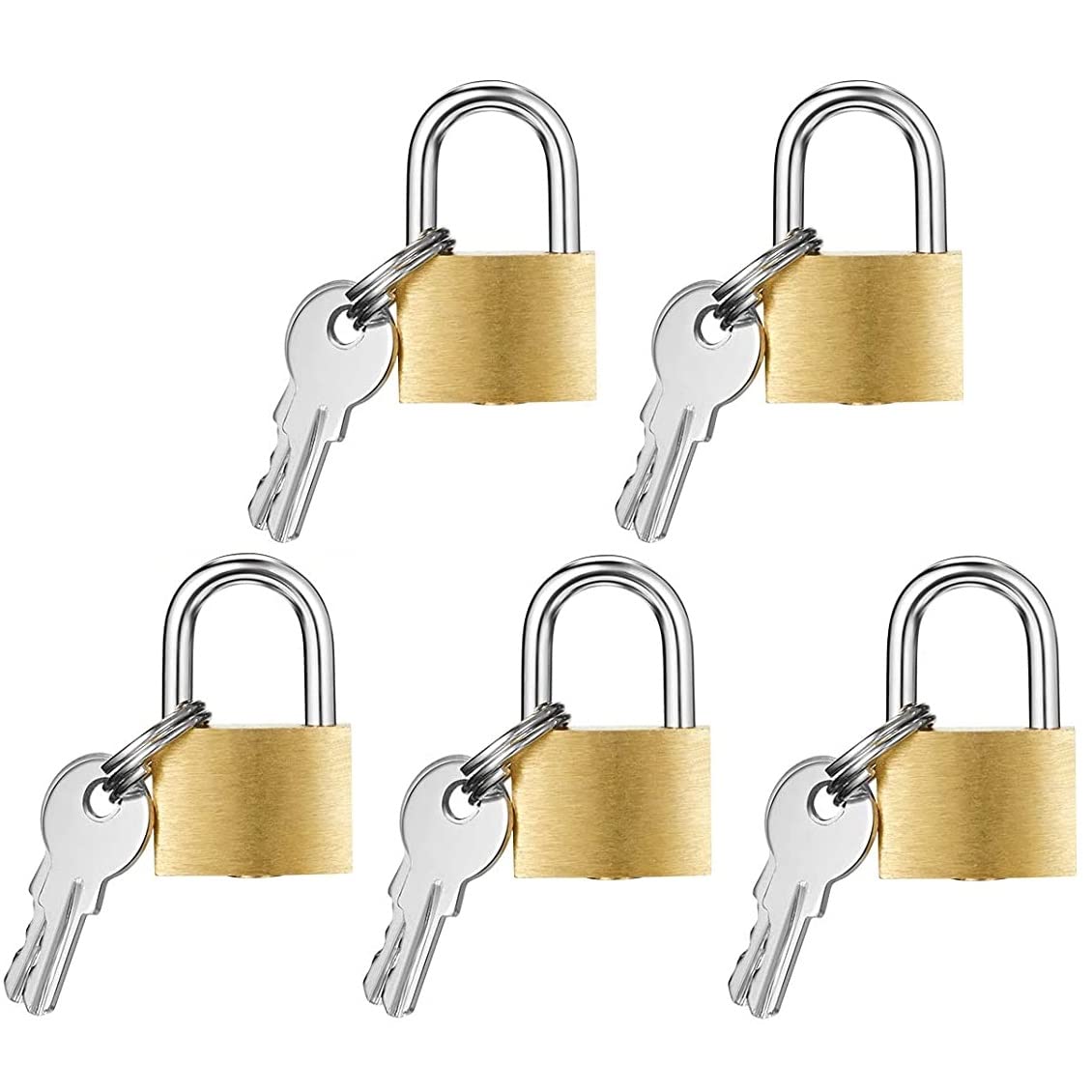 KOMUNJ Pack of 5 Luggage Lock Small Suitcase Lock with Key Padlock Made of Brass Security Lock for Luggage Travel Bag Locker Diaries Drawers