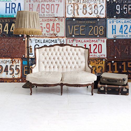 Vintage License Plate Wall Mural Retro American Photo Wallpaper Transport Decor available in 8 Sizes XX-Large Digital