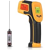 Infrared Thermometer, Digital IR Laser Thermometer Temperature Gun -26°F~1022°F (-32°C~550°C) Temperature Probe For Cooking/Air/Refrigerator - Meat Thermometer Included