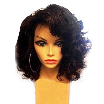 Amazon Com Lace Front Human Hair Wig Pre Plucked Remy Curly Wigs