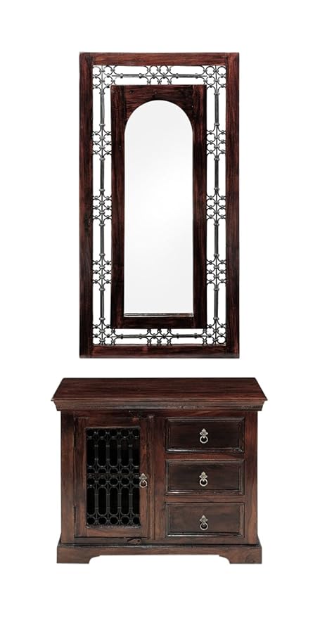 BRM Wooden Dcor Mirror (Brown)