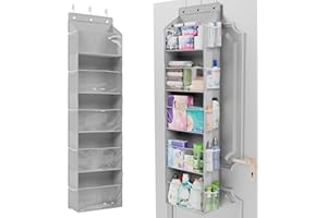 HEHALI 1 Pack Over The Door Organizer with 5 Layers, Large Capacity Oxford Fabric Door Hanging Organizer, Transparent Deep Po