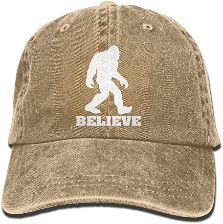 YISHOW I Believe Bigfoot Unisex Fashion Denim Bucket Hat Popular Popular Snapback Caps Cool Adjustable Dad Cap