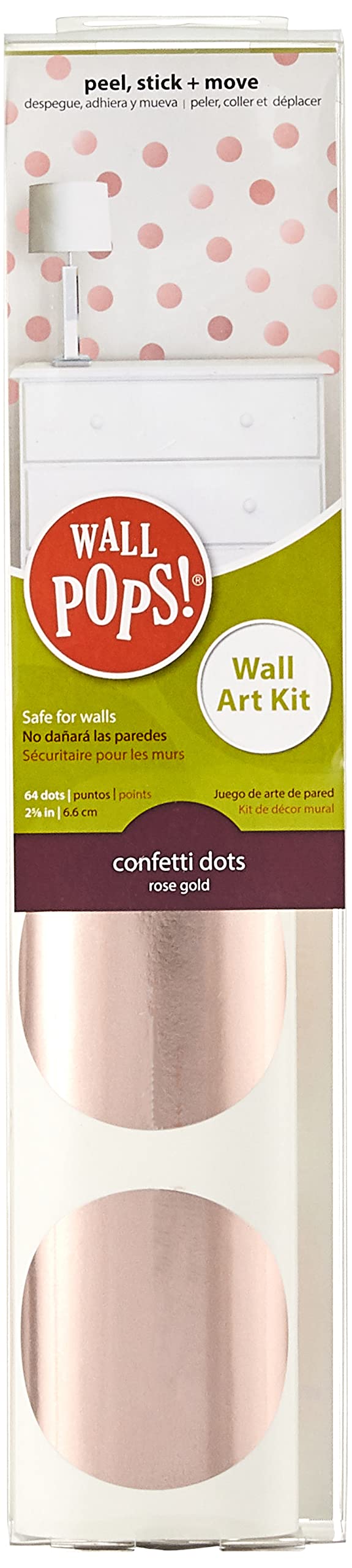 WallPops WPD2137 Metallic Effect Rose Gold Dots Decal - Metallic