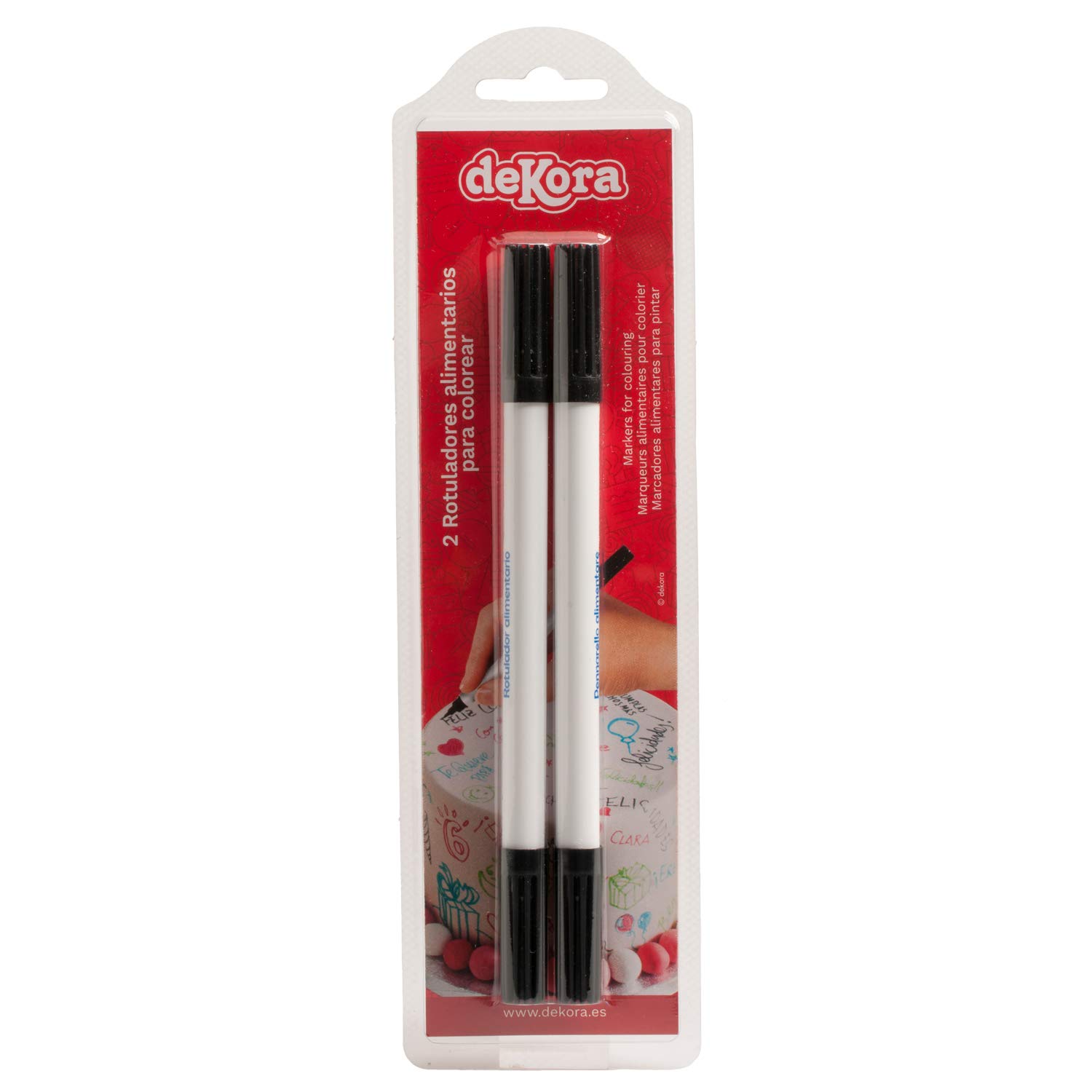 Dekora - Double Sided Edible Pen with Food Coloring for Cupcakes, Fondant or Edible Paper Decorations - Black